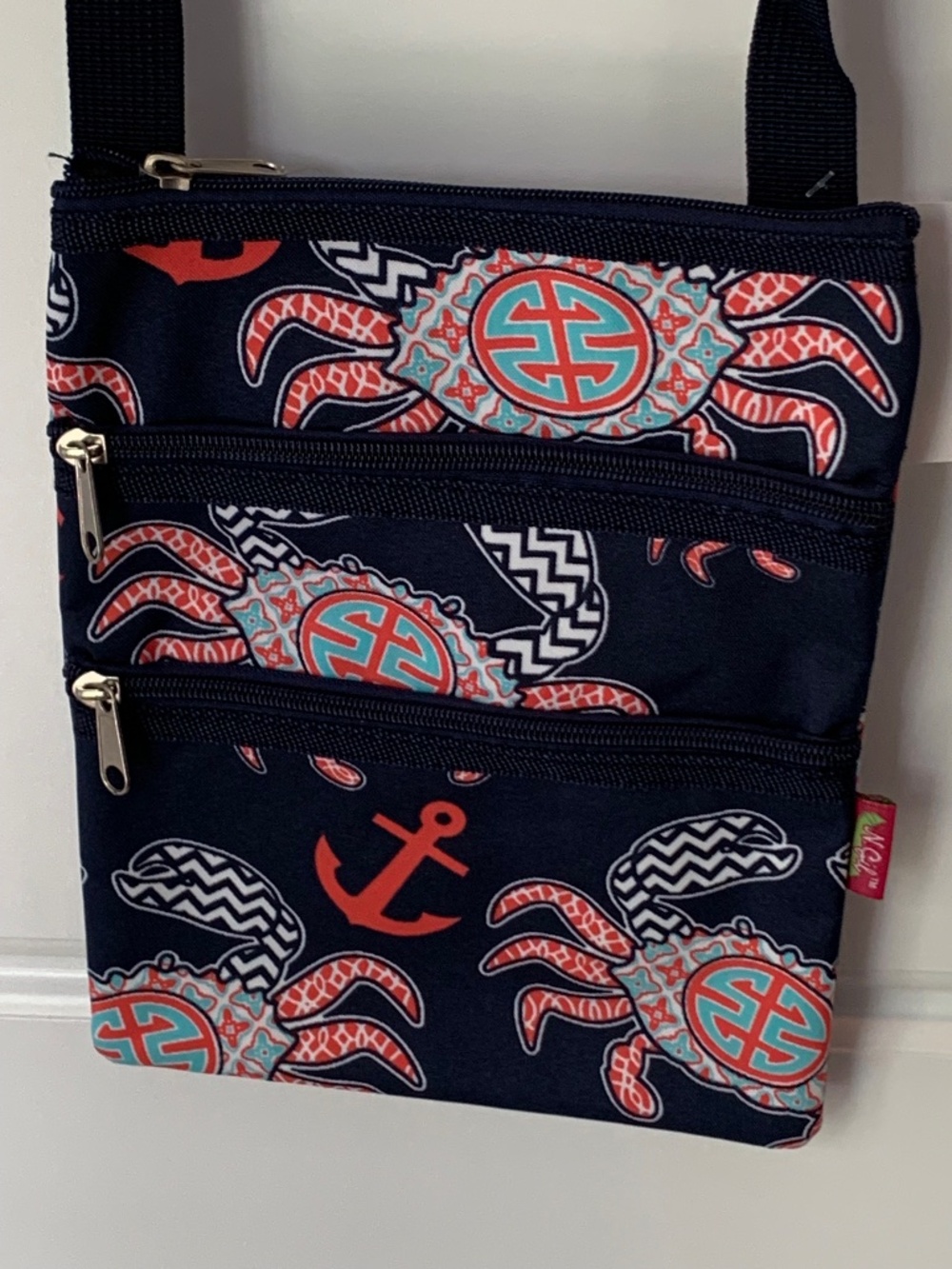 NWT crossbody purse navy with seaside print